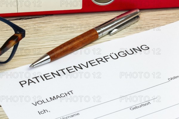 Close-up of a symbolic health care directive