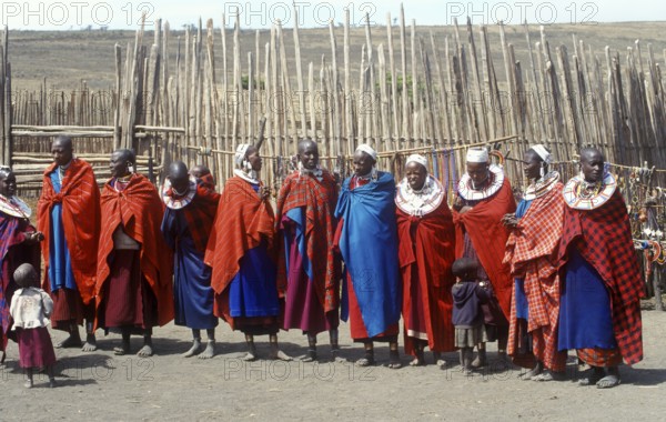 Maasai woman with small children in their village in the Ngorongoro Crater, Tanzania, June 2000,