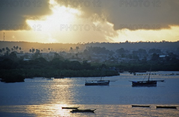 Morning atmosphere in the harbor, Zanzibar Town, Zanzibar, Tanzania, Africa, June 2000, vintage,