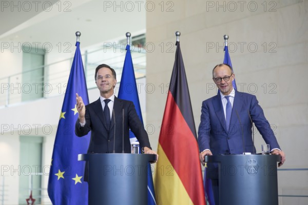 Mark Rutte (Secretary General of NATO) and Friedrich Merz (Chancellor of the Federal Republic of