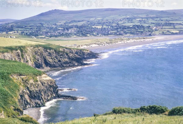Sandy beach at Newport, Pembrokeshire Coast national park, Wales, UK 16 July 1971