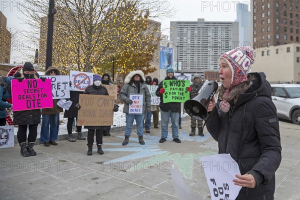 Detroit, Michigan - Residents picket DTE Energy, opposing the electric utility's plan to provide