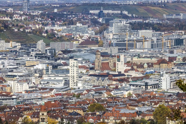 View from Santiago de Chile Square of the city center of the state capital Stuttgart with
