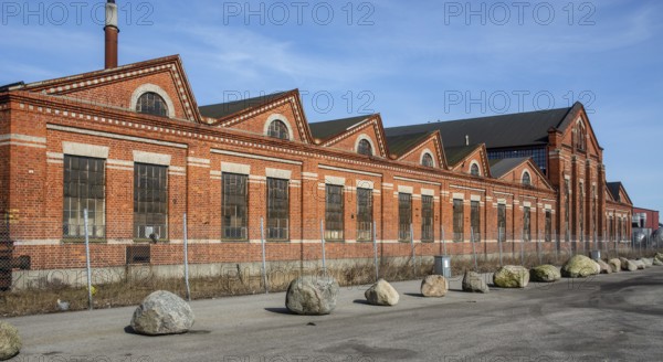 Old railway workshop built of bricks in Ystad, Skåne County, Sweden, Scandinavia