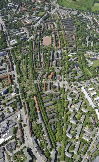 Hamburg, Horn, Washington Allee, Weddestraße, city planning, aerial view, city views, district,