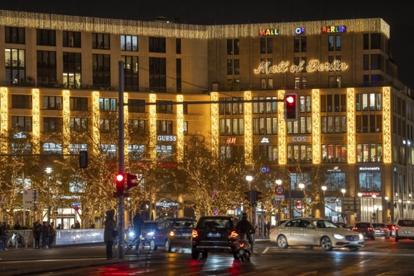 Leipziger Platz, Mall of Berlin, in Christmas light decoration, 30s zone, Berlin, Germany