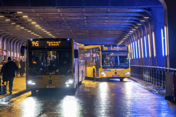 The main train station in Essen, bus station, am Europaplatz, pedestrian crossing, traffic light,