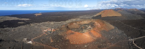 Montaña Quemada and Montaña Pedro Perico volcanoes, volcanic landscape with craters and lava