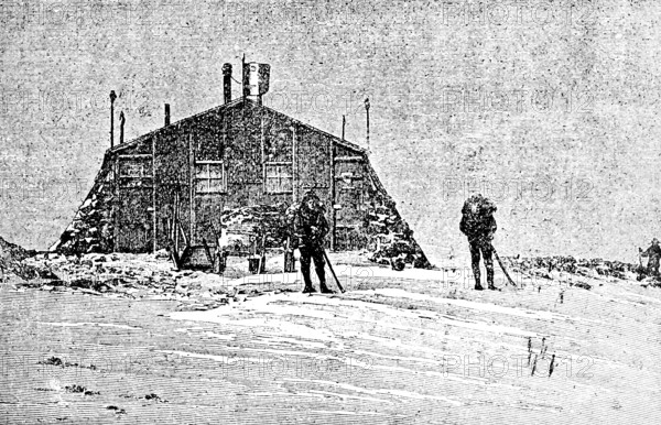 Observatory on Mont Blanc (4805 m), French High Alps, three people, observing, space, climate,