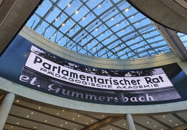 Entrance area in the House of History with the Parliamentary Council projection, Bonn, North