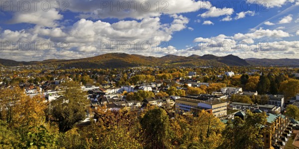 View of the Bad Godesberg district from Godesburg in autumn towards Siebengebirge, Bonn, North