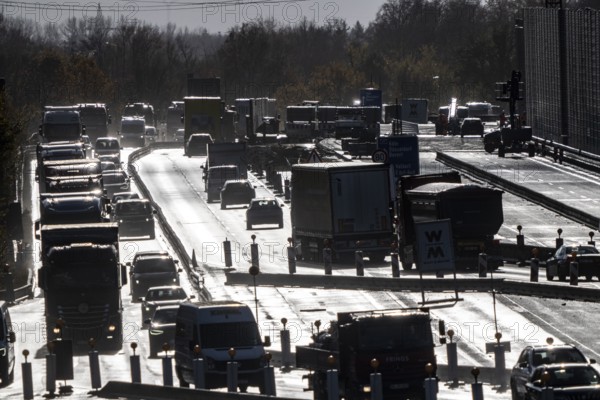 Highway construction site, the A57 is extended to 6 lanes on the section between the Meerbusch