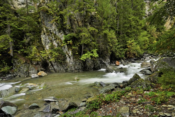 Diosaz mountain river in the gorge, Gorges de la Diosaz, Les Houches, Chamonix-Mont-Blanc,