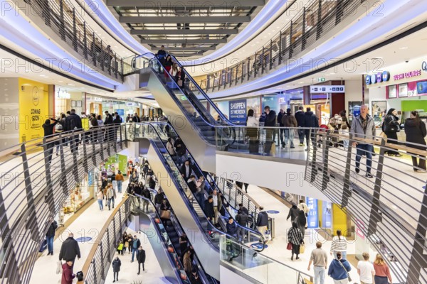 Königsbau Passagen shopping center. Interior view with people. Stuttgart, Baden-Württemberg,