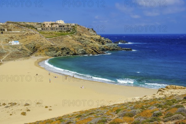 Mykonos, Cyclades, Greece - Fokos Beach, small settlement with sandy beach in the north of the