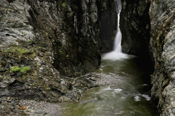 Small waterfall, Diosaz mountain river in the gorge, Gorges de la Diosaz, Les Houches,