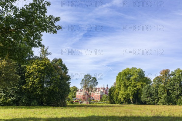 New Muskau Castle, Muskauer Park, UNESCO World Heritage Site, Bad Muskau, Upper Lusatia, Saxony,
