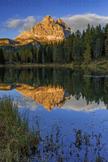 Mountain lake, mountains, reflection, sunny, evening light, Lake Antorno, Lake Antorno, Three