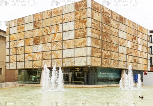 Modern architecture of Museo del Foro de Caesaraugusta, Roman forum museum building, Zaragoza,
