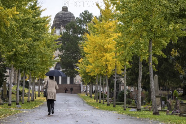 Pragfriedhof Stuttgart in autumn. November is traditionally a time for Christians to visit their