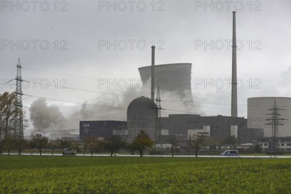 Demolition of the 160m high cooling towers of the disused Gundremmingen nuclear power plant (AKW