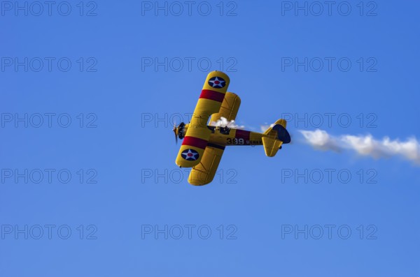 A Boeing PT-17 Stearman biplane, also Boeing Stearman Model 75, with the inscription 399 USNAVY