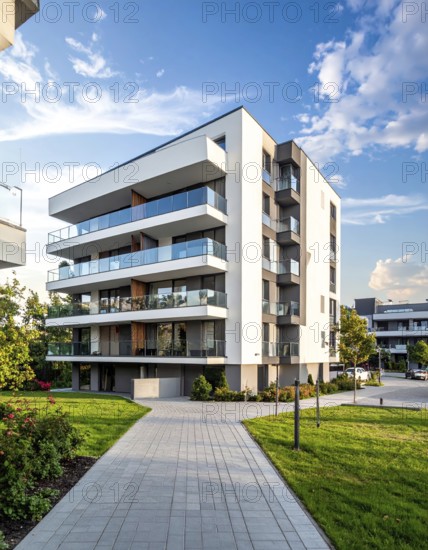 New modern block of flat, condo architecture, Residential apartment as a flat, luxury house