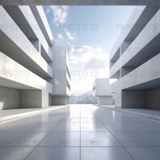 3d illustration of abstract modern architecture background, Minimal geometry architectural design,
