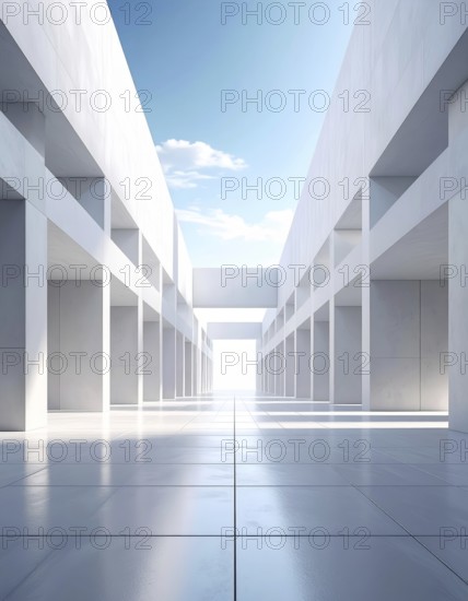 3d illustration of abstract modern architecture background, Minimal geometry architectural design,