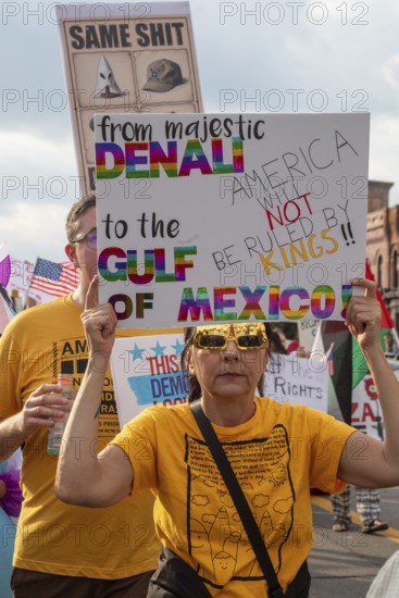 Detroit, Michigan USA - 18 October 2025 - A large crowd gathered for a 'No Kings' rally, protesting