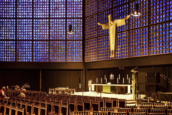 Kaiser Wilhelm Memorial Church, interior of the New Church with Resurrection Christ, Berlin,