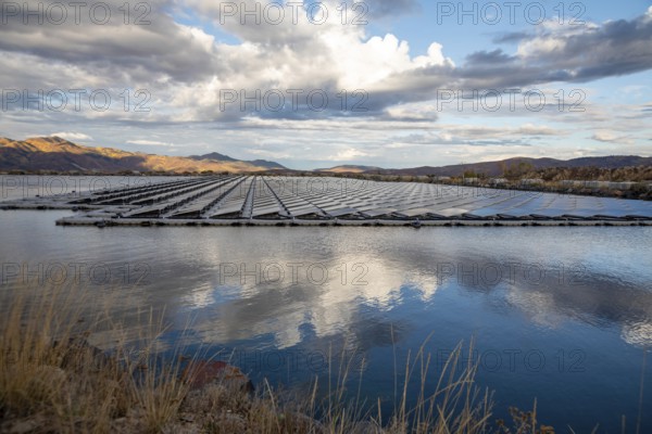 Park City, Utah - Floating solar panels provide power for Mountain Regional Water. The solar array