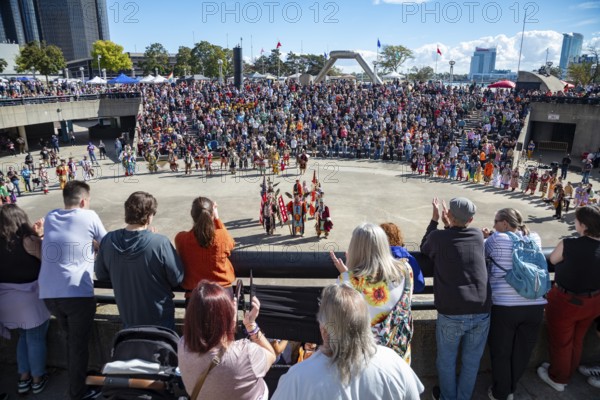 Detroit, Michigan USA - 13 October 2025 - On Indigenous People's Day, Native American tribes held a