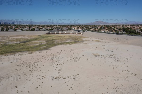 Las Vegas, Nevada - A water detention basin, one of about 100 built by the Clark County Regonal