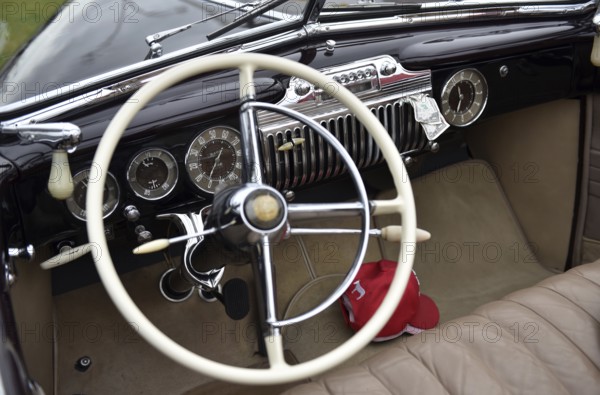 Classic car, 1947 Cadillac Series 62 Convertible, USA, at a classic car meeting in Büsum,