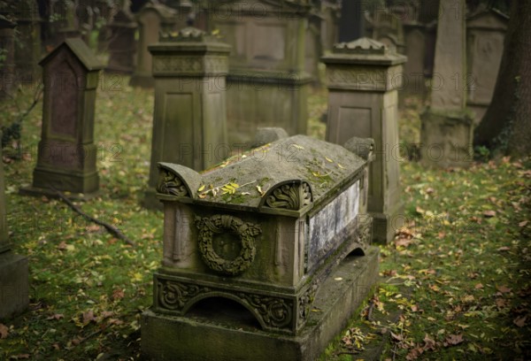 Gravestones, grave, graves, Israelite, Jewish cemetery, Hoppenlauf cemetery, oldest preserved