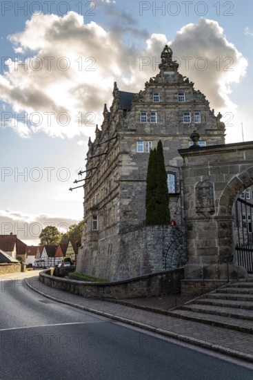 Hämelschenburg Castle, a moated castle and major work of the Weser Renaissance, near Emmerthal,