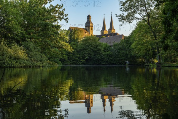 View of the monastery church of Marienmünster Abbey, a former Benedictine monastery, with