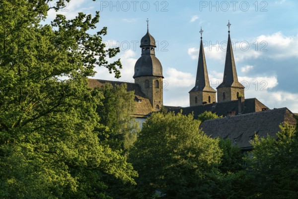 View of the monastery church of Marienmünster Abbey, a former Benedictine monastery, Teutoburg