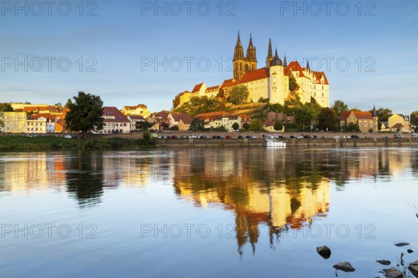 View of Albretsburg Castle and Meissen Cathedral, St. Johannis and St. Donatus, Reflection in the