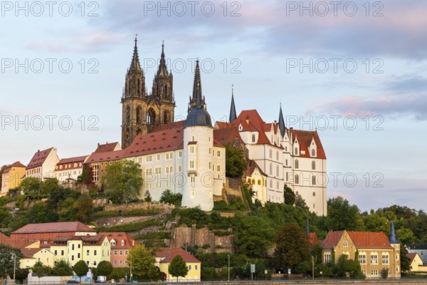 View of Albretsburg Castle and Meissen Cathedral, St. Johannis and St. Donatus, Old Town, Meissen,
