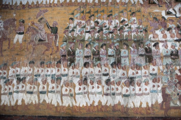 Mural painting in the Daria Daulat Bagh or Tipu Sultan's Summer Palace, Srirangapatna, Karnataka,