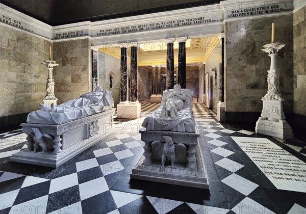 Charlottenburg Mausoleum with the marble sarcophagi of Emperor Wilhelm I and Queen Luise,