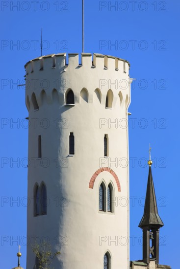 Lichtenstein Castle, fairytale castle of Württemberg, romantic fairytale castle on the eaves of the