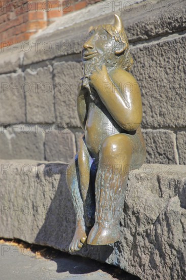 Sculpture Devil by Rolf Goerler 1999 sitting on the Devil's Stone, bronze sculpture, modern art, St