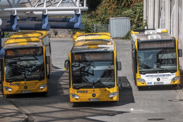 Public transport stop, bus station, local buses in Essen-Steele, bus and S-Bahn junction, Essen,