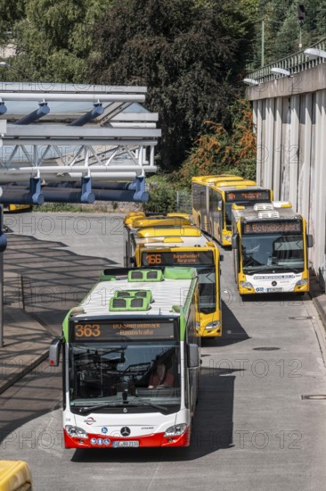 Public transport stop, bus station, local buses in Essen-Steele, bus and S-Bahn junction, Essen,