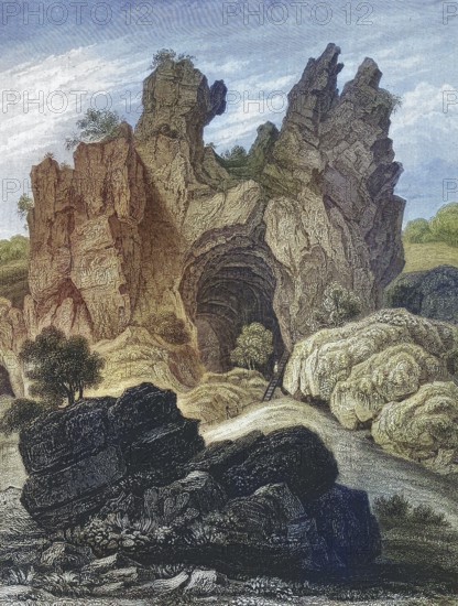 The Riesenburg, natural karst cave ruin near Engelhardsberg, Franconian Switzerland, district of