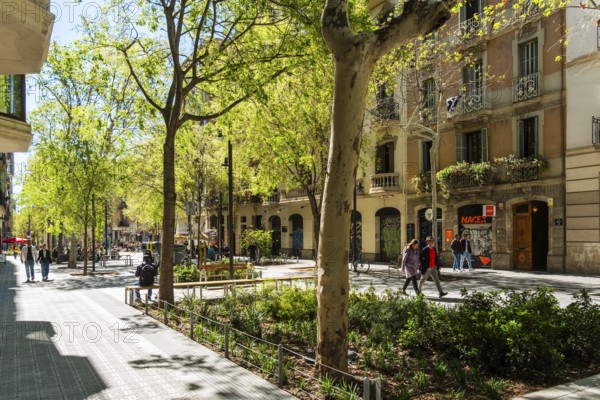 Superblock or Superilla in the Eixample neighbourhood, a highly restricted area of the city in