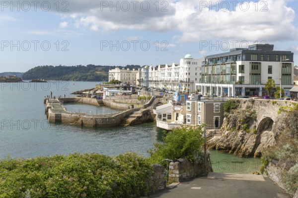 Seafront coastline waterfront, city of Plymouth, Devon, England, UK view west to West Hoe